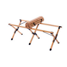 Table en bois roulante portative de camping en bambou extérieur